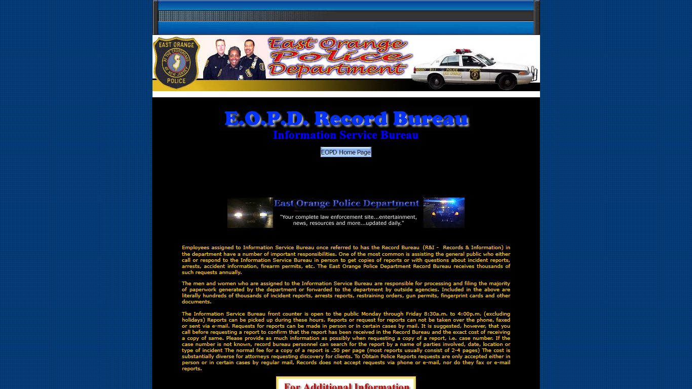 E.O.P.D. East Orange Police Record Bureau